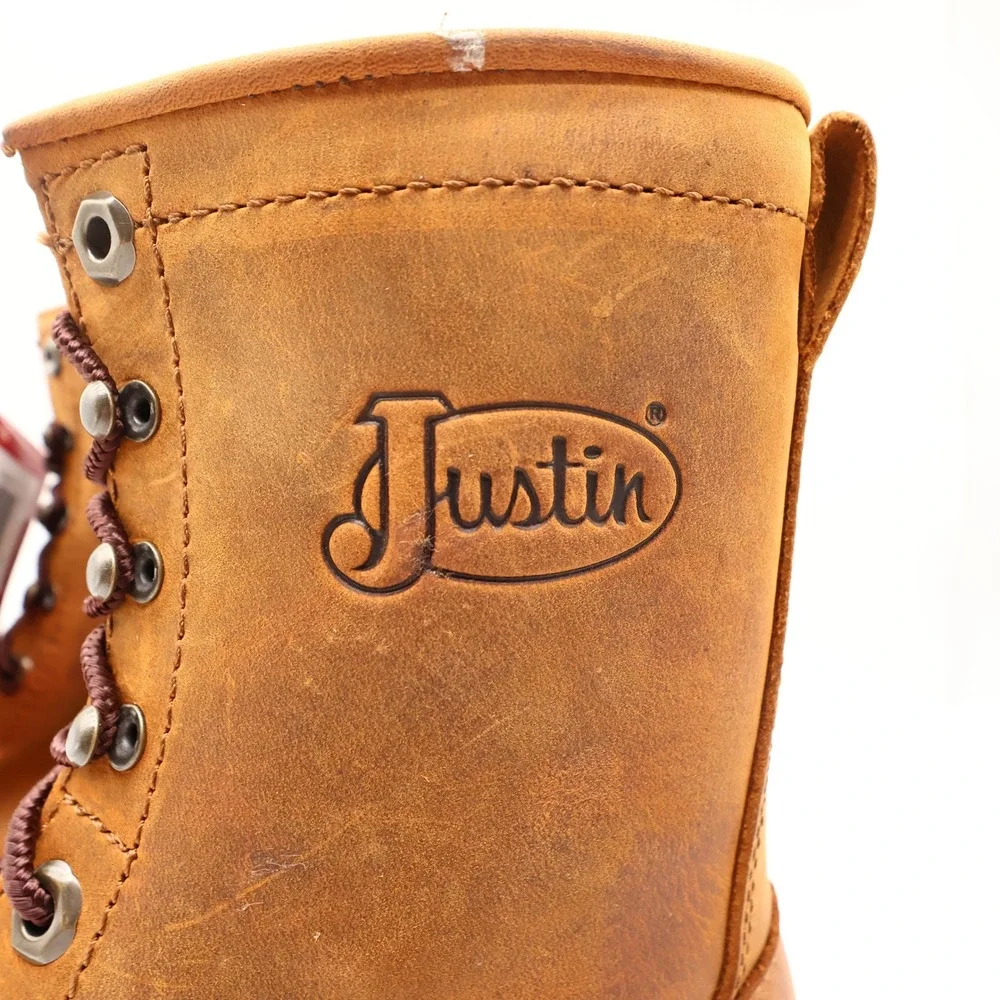 Justin Modern Work Boots Mens 9.5 D Aged Bark Brown Leather OW760 NWT Box